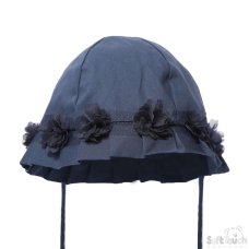 H38-N: Navy Flower Hat (0-24 Months)